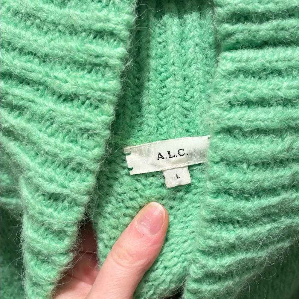 A.L.C. Alpaca Merino Wool Knit Oversized Slouchy Pullover Turtleneck Sweater - Picture 6 of 7